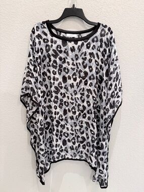 Treska Leopard Print Sheer Swim Cover-Up